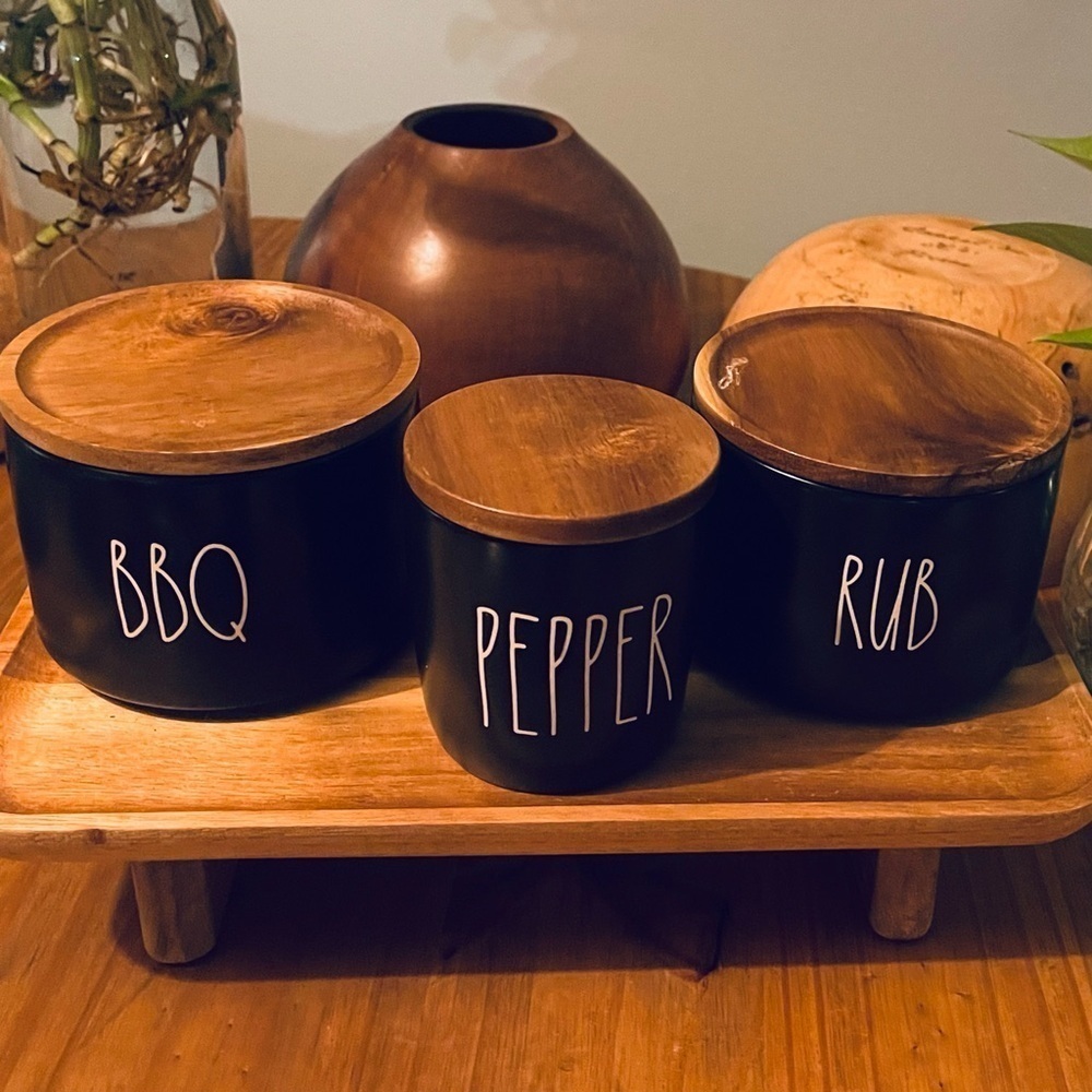 Rae Dunn Canisters BBQ & RUB & PEPPER